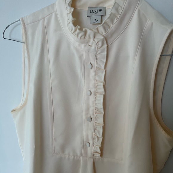 J.Crew cream colored ruffle tank blouse - Picture 2 of 4